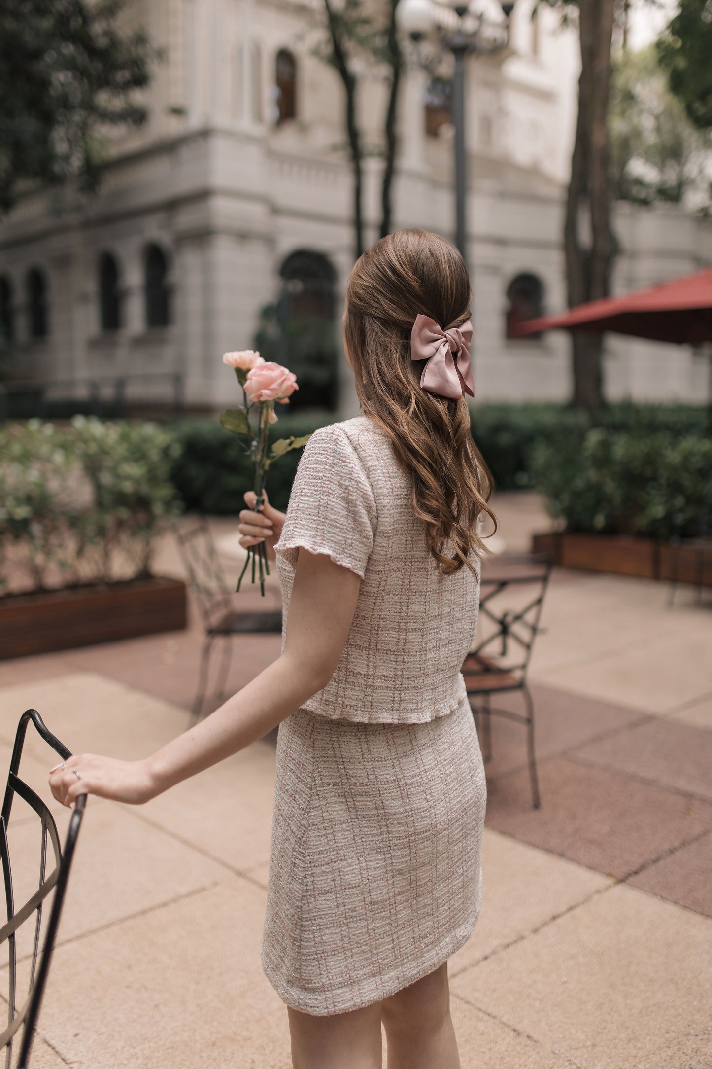 Pink Tweed Top