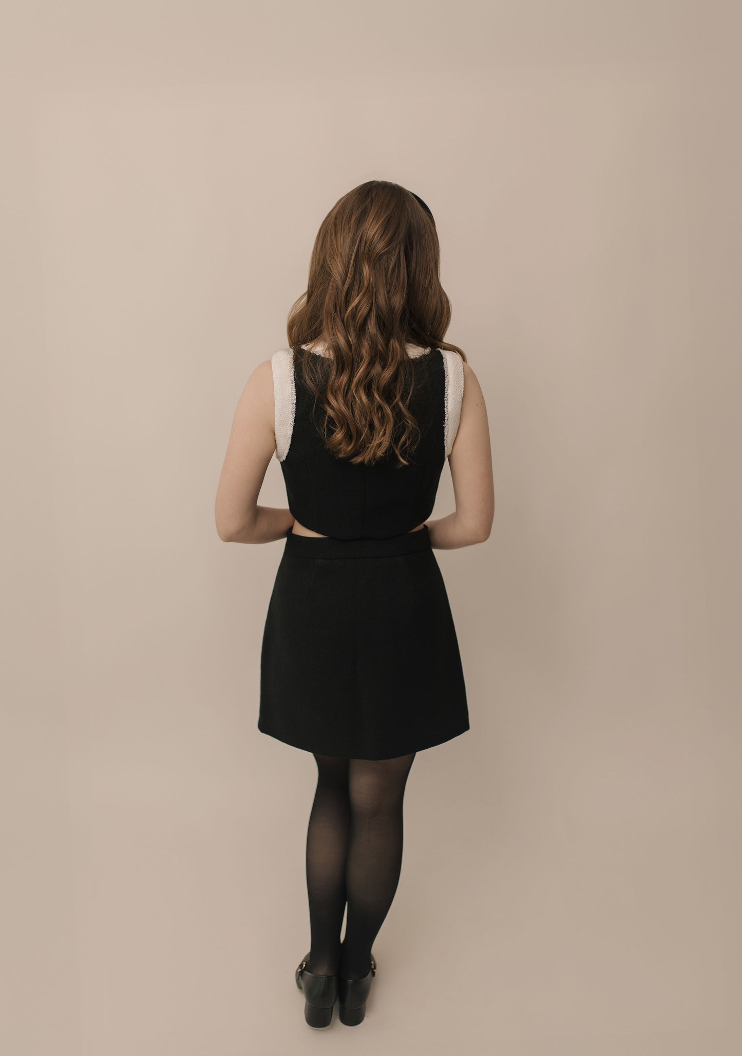 Black Tweed Top and Skirt Set