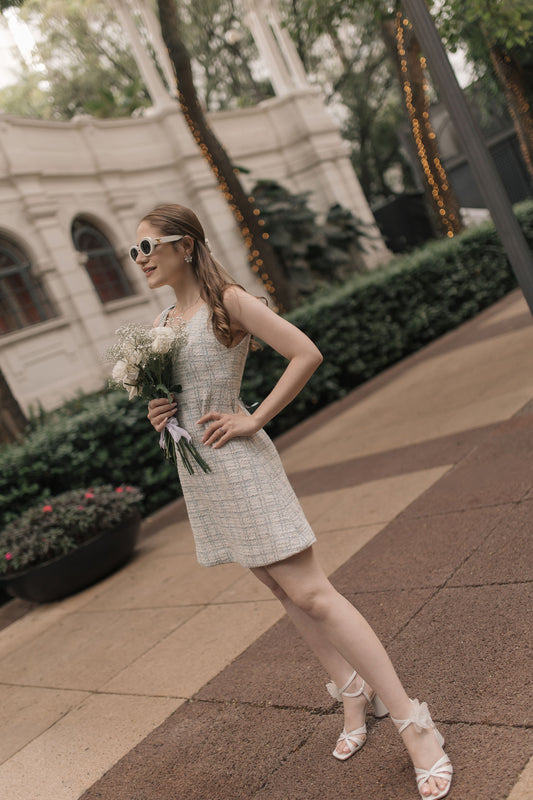 Blue Tweed Dress