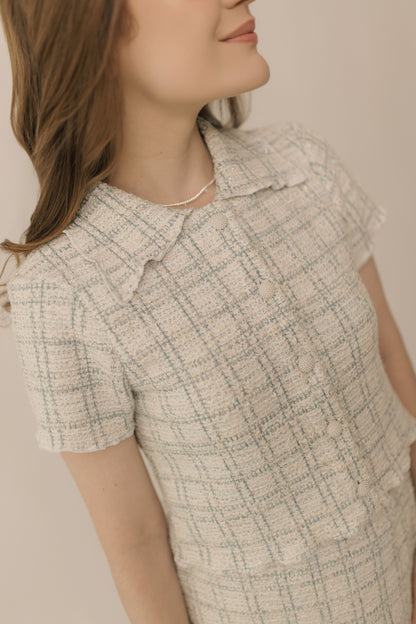 Blue Tweed Top