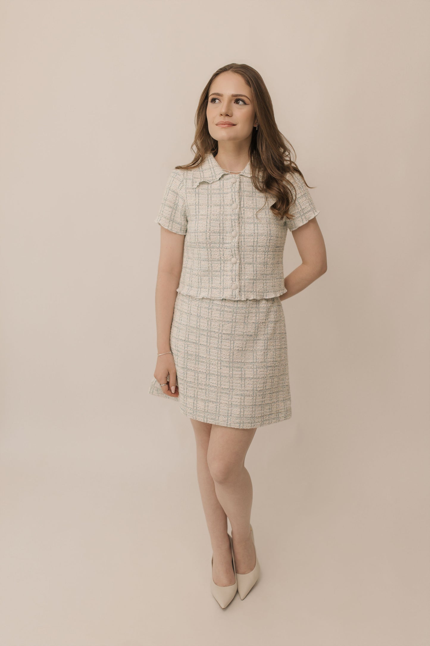 Blue Tweed Top
