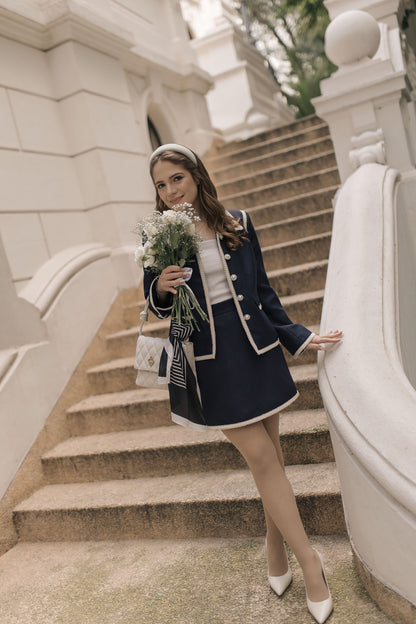 Navy Blue Tweed Blazer