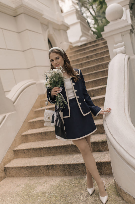 Navy Blue Tweed Blazer