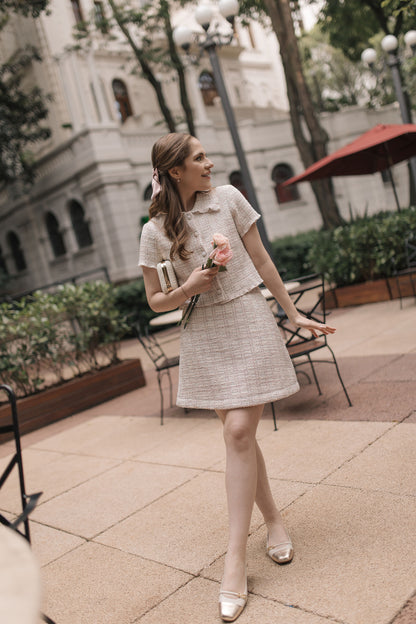 Pink Tweed Top