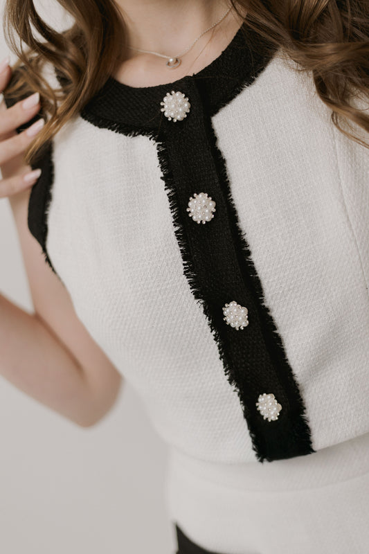 White Tweed Top